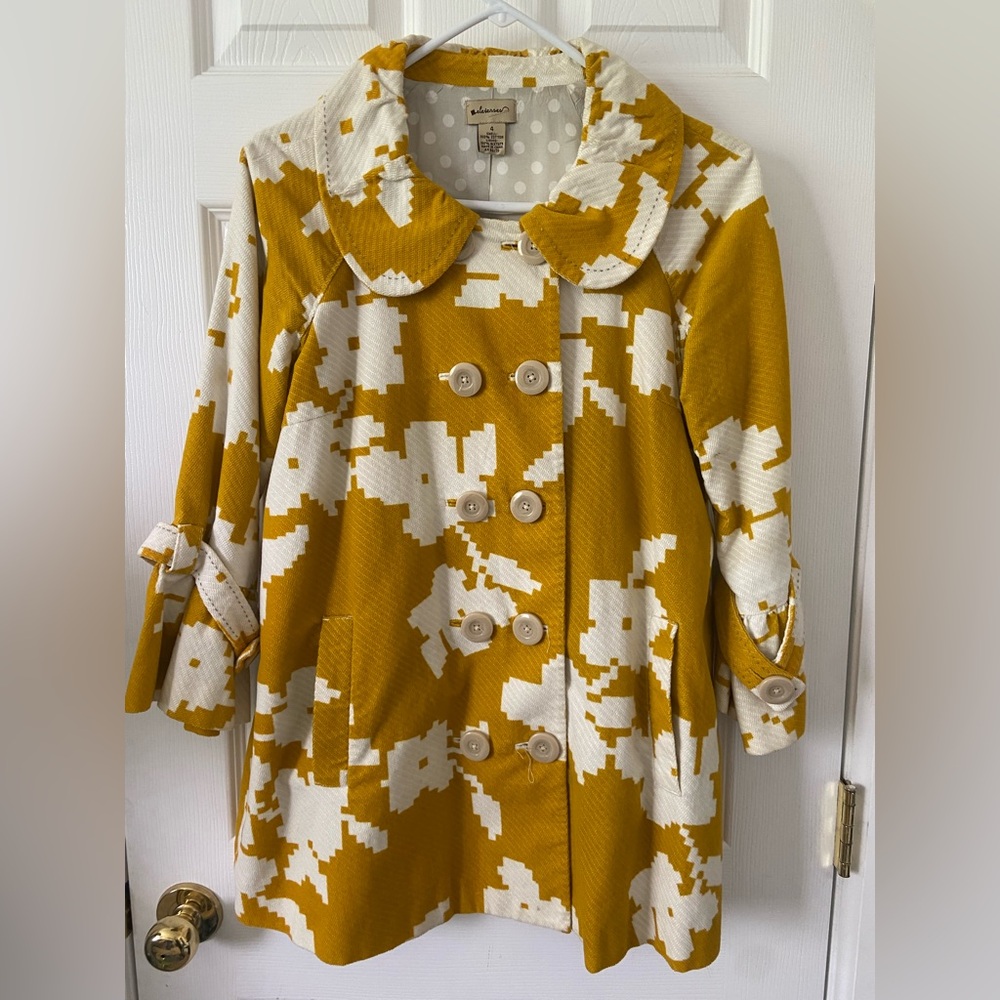 Y2K vintage Anthropologie Double-Breasted pixel Patterned Coat sz4
